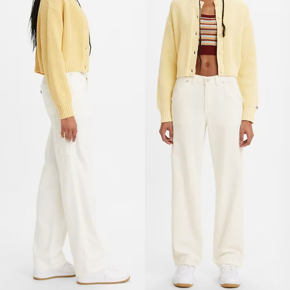 Free People X Levi's Premium Women's Dad Utility Pants NWT Cargo Size 32 Cream